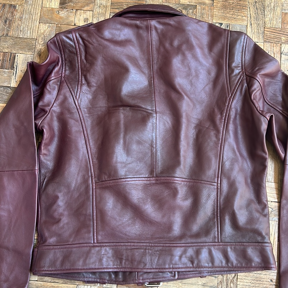 Rebecca Minkoff Burgundy Leather Moto Jacket - Picture 12 of 15